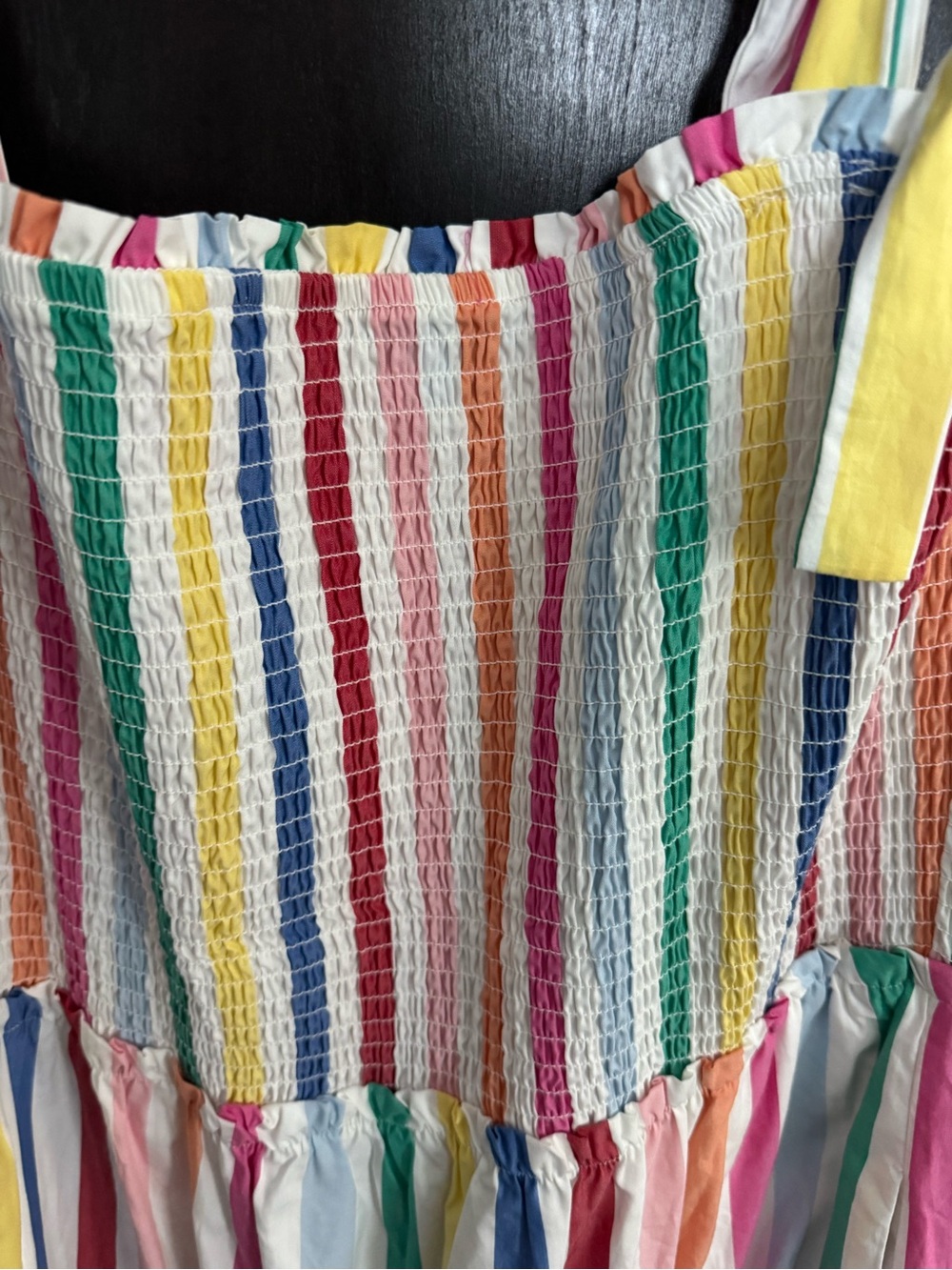 Draper James Multicolor Striped Smocked Top - White Base with Rainbow Stripes - Picture 5 of 6